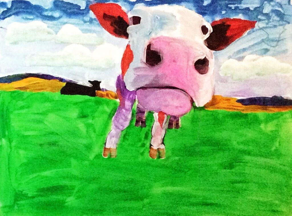 Contract Folk Art Cow Painting